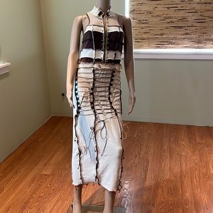 Akira Maxi Dress With Lacing And Pins Reverse Seams Sleeveless Size XL